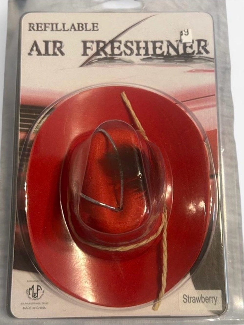 NIB Strawberry Cowboy Hat Refillable Air Freshener
